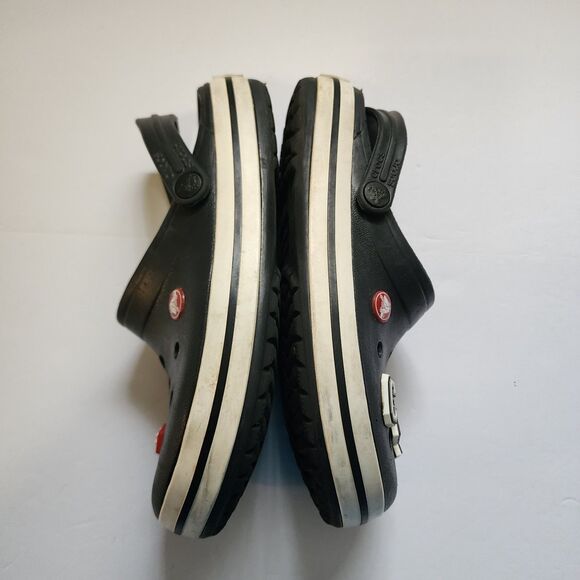 Crocs Crocband Clog Mens 6 Womens 8 Black White Boarder Jibbits Seen Included - Picture 5 of 8